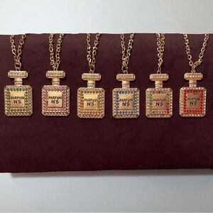 Crystal Parfum No.5 Perfume Bottle Necklace and Earring Set